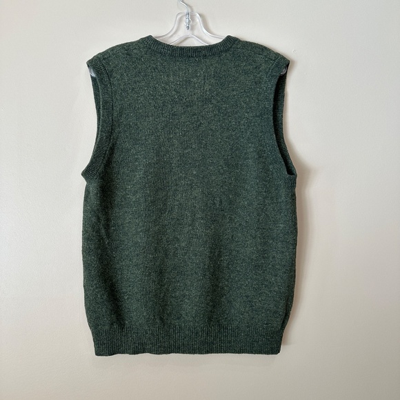 Vintage Crocodile Wool Dark Green V Neck Sweater Vest Size L Lacoste - Picture 7 of 12